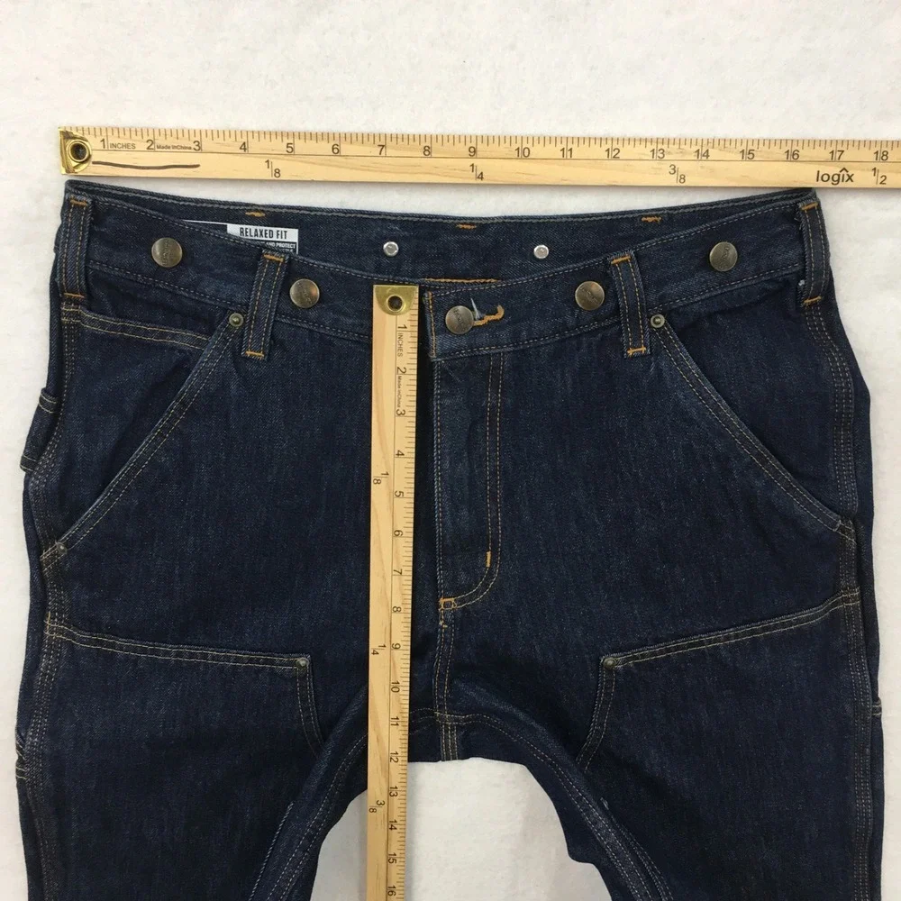 Carhartt Rugged Relaxed Fit Double Front Utility Logger Jeans Dark Wash 33x27